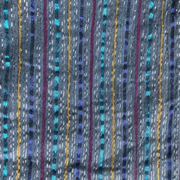 Purple Metallic Stripe Fringe Boho Cozy Warm Scarf - Picture 3 of 5